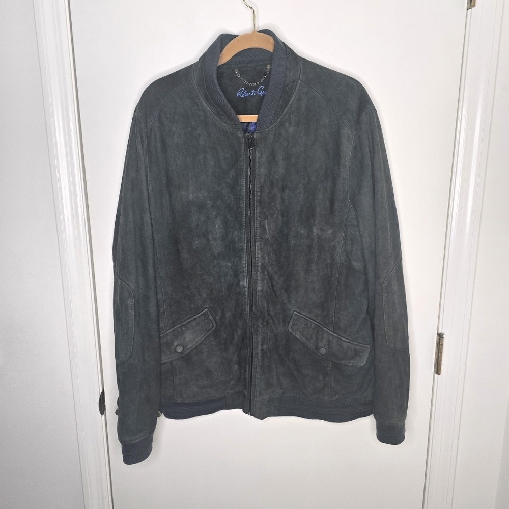 Robert Graham Green Suede Bomber Jacket 2XL